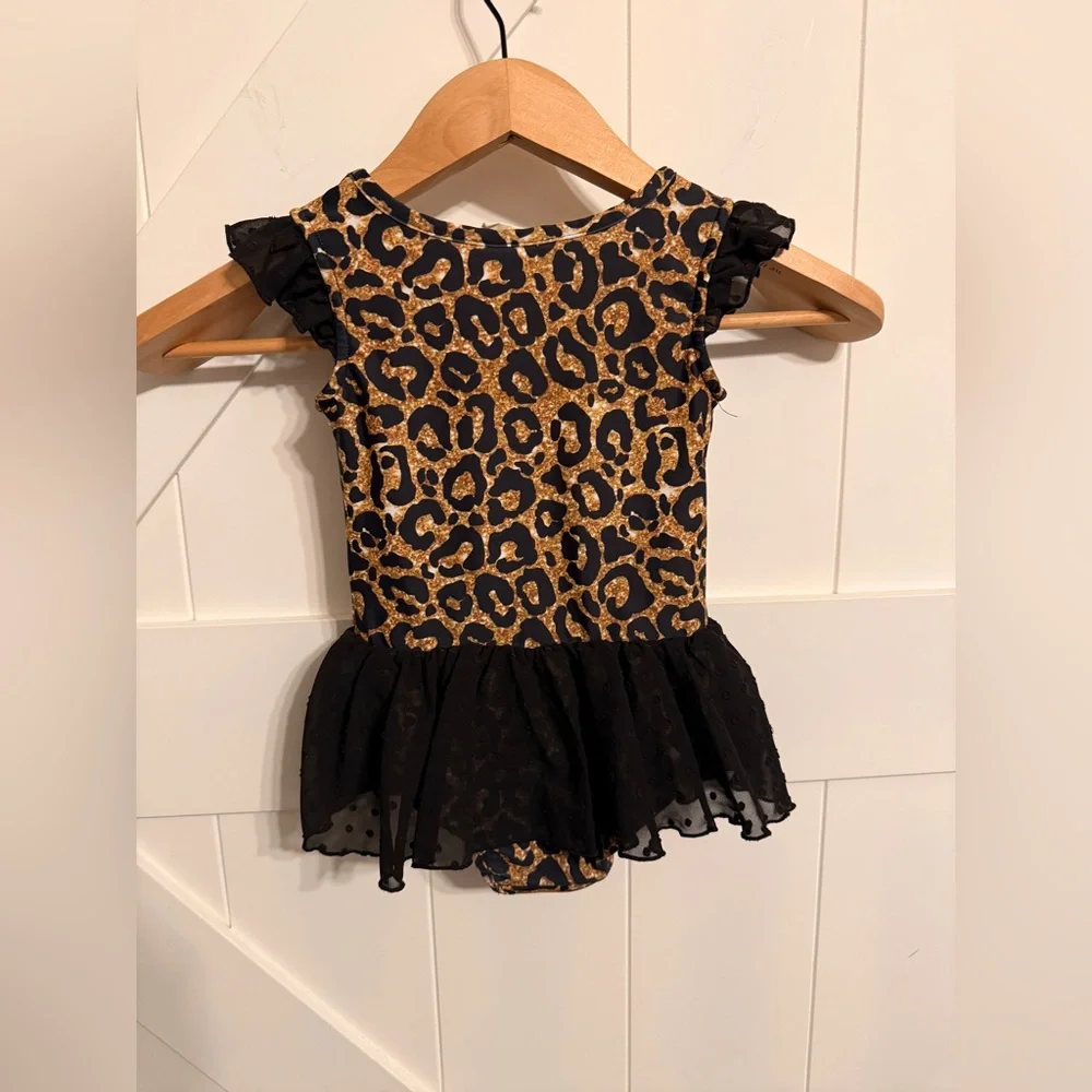 Leotard Leopard Print with build in skirt Girls Size 4